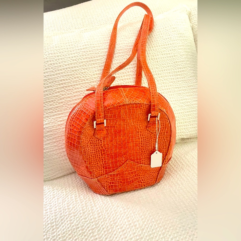 Deborah Lewis Studio Orange Croc-Embossed Women's Bag.